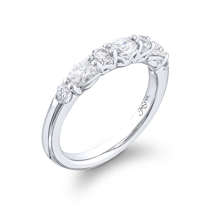 Elegance Elevated: Classic Single-Row Oval and Round-Cut Diamond Band in Platinum