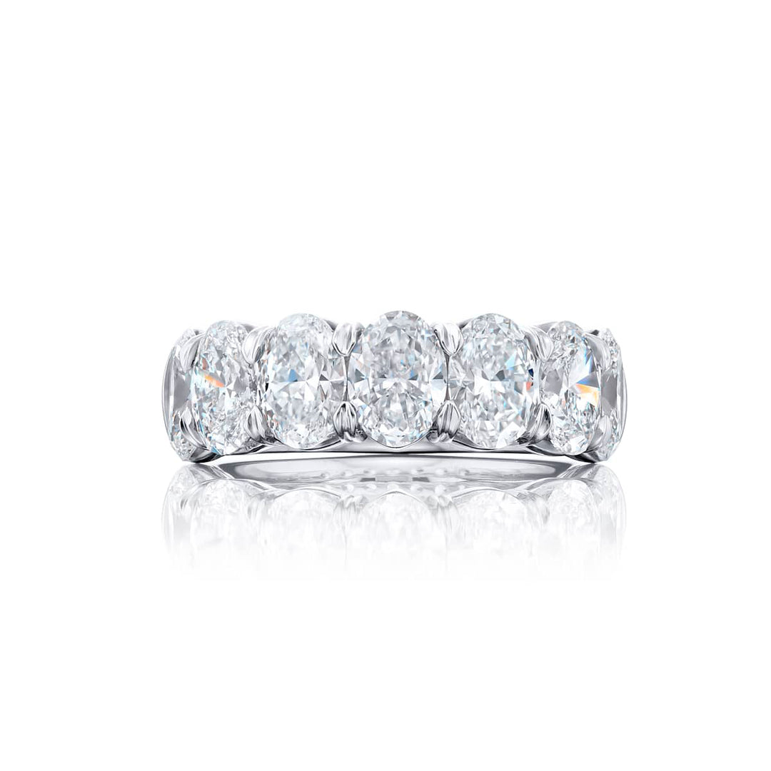 Platinum Oval Diamond Single-Row GIA Certified Band