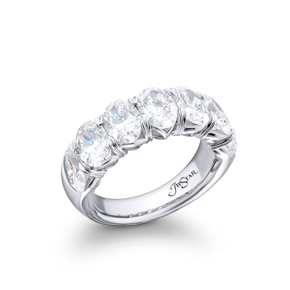Platinum Oval Diamond Single-Row GIA Certified Band