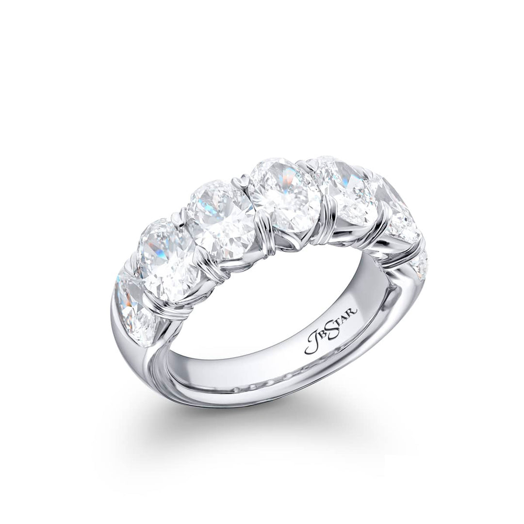 Platinum Oval Diamond Single-Row GIA Certified Band