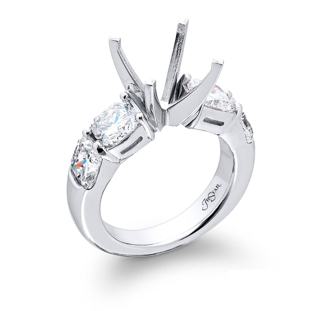 Dazzling Brilliance: Our stunning Diamond Semi-mount. These four stunning cushion-cut diamonds are set in a shared prong setting handcrafted in pure platinum.