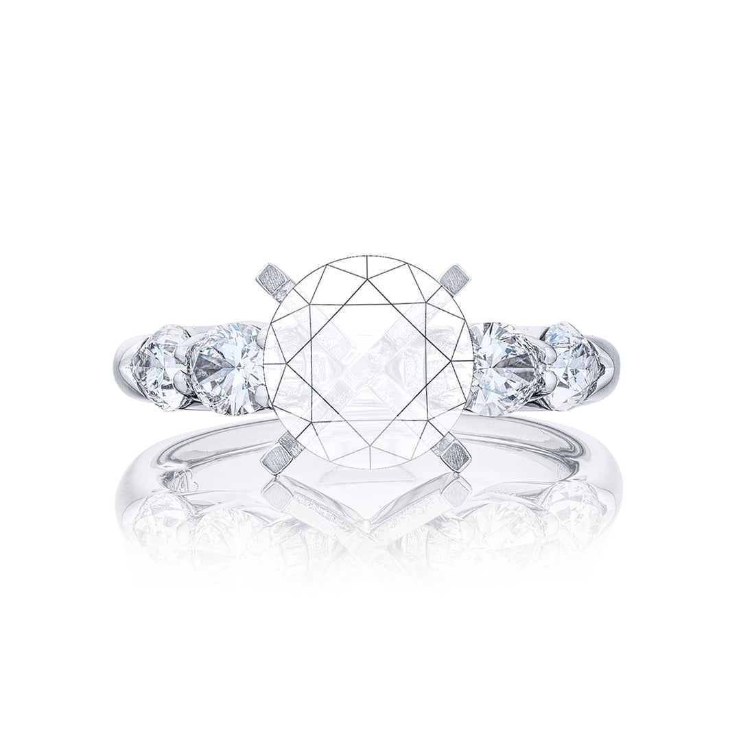 Dazzling Brilliance: Our stunning Diamond Semi-mount. These two beautiful shield diamonds accompanied by oval diamonds handcrafted in pure platinum.