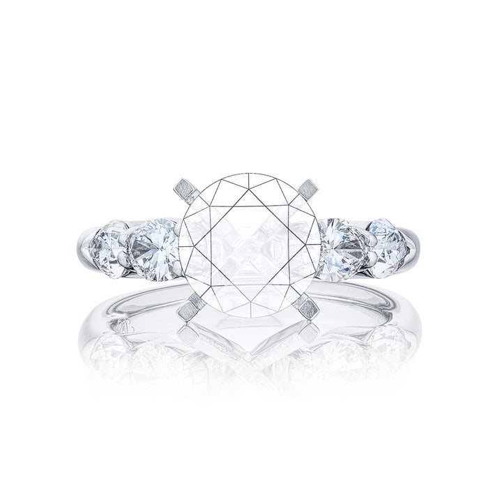 Dazzling Brilliance: Our stunning Diamond Semi-mount. These two beautiful shield diamonds accompanied by oval diamonds handcrafted in pure platinum.