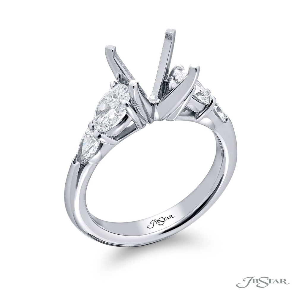 Platinum Oval & Pear-Shaped Diamond Semi-Mount
