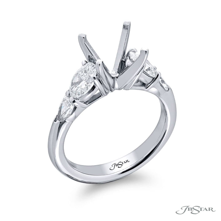 Platinum Oval & Pear-Shaped Diamond Semi-Mount