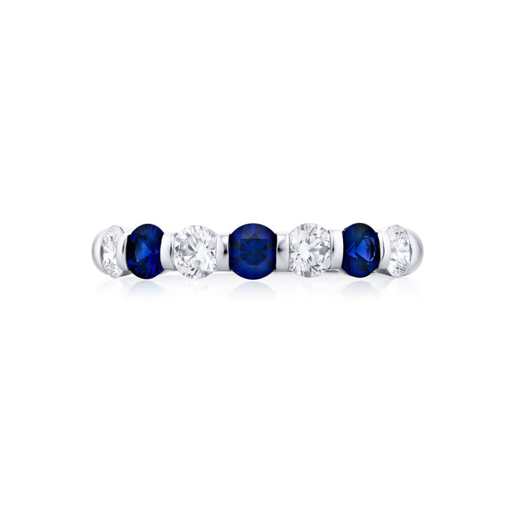 Platinum Round Sapphire Bar Set Band