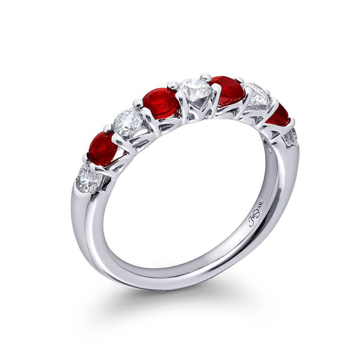 Platinum Round Ruby and Diamond Band