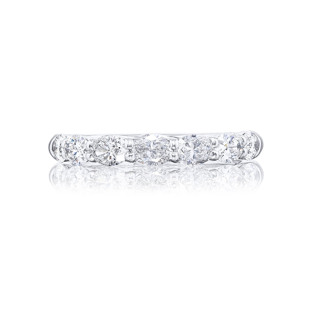 Elegance Elevated: Single-Row Oval-Cut Diamond Wedding Band | Pure Platinum