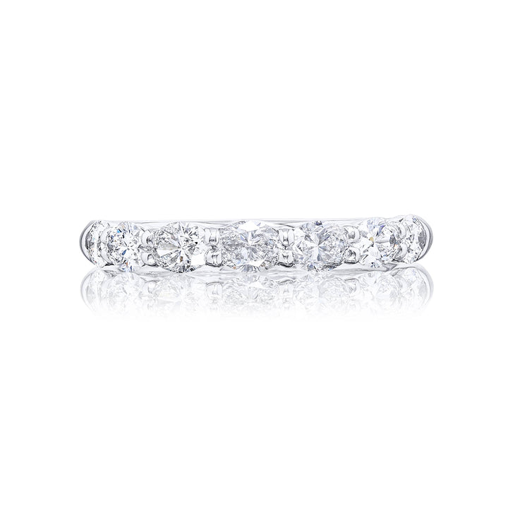 Elegance Elevated: Single-Row Oval-Cut Diamond Wedding Band | Pure Platinum