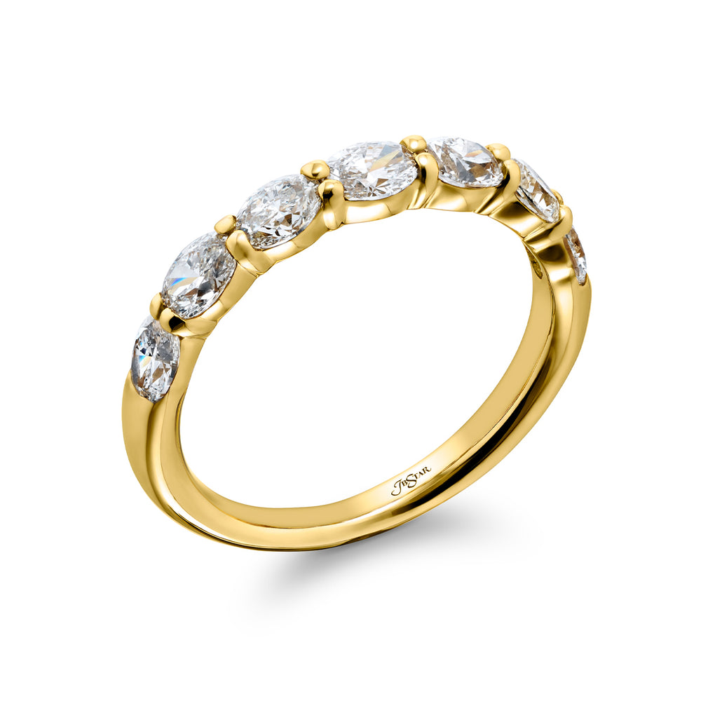 Elegance Elevated: Our stunning 1.23 ctw. East-West Diamond Band. These seven beautiful oval diamonds are handcrafted in 18KY gold.