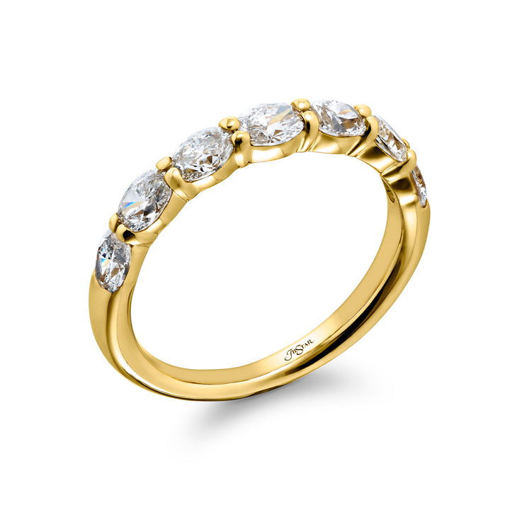 Elegance Elevated: Our stunning 1.23 ctw. East-West Diamond Band. These seven beautiful oval diamonds are handcrafted in 18KY gold.