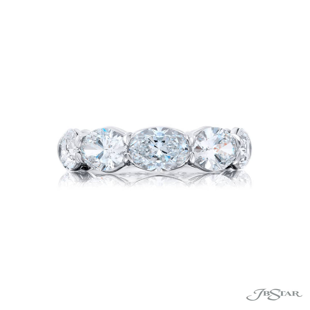 Platinum Oval Diamond East-West Band