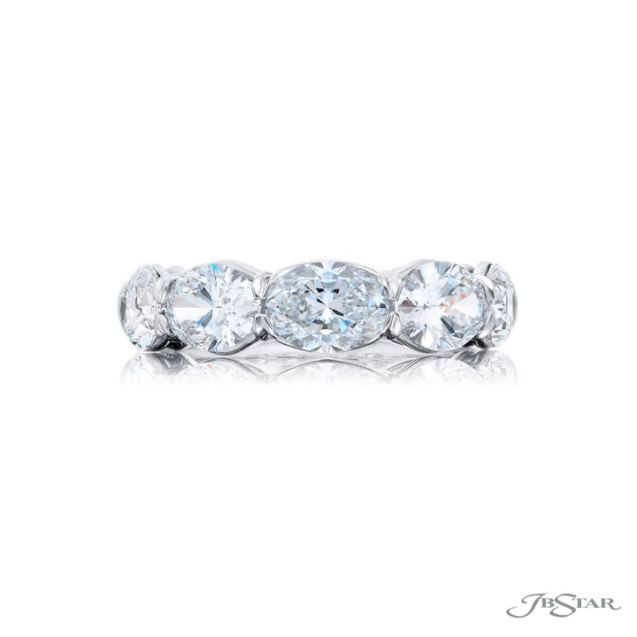 Platinum Oval Diamond East-West Band