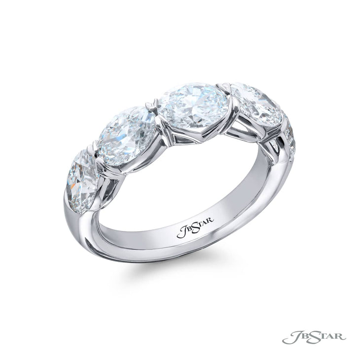 Platinum Oval Diamond East-West Band