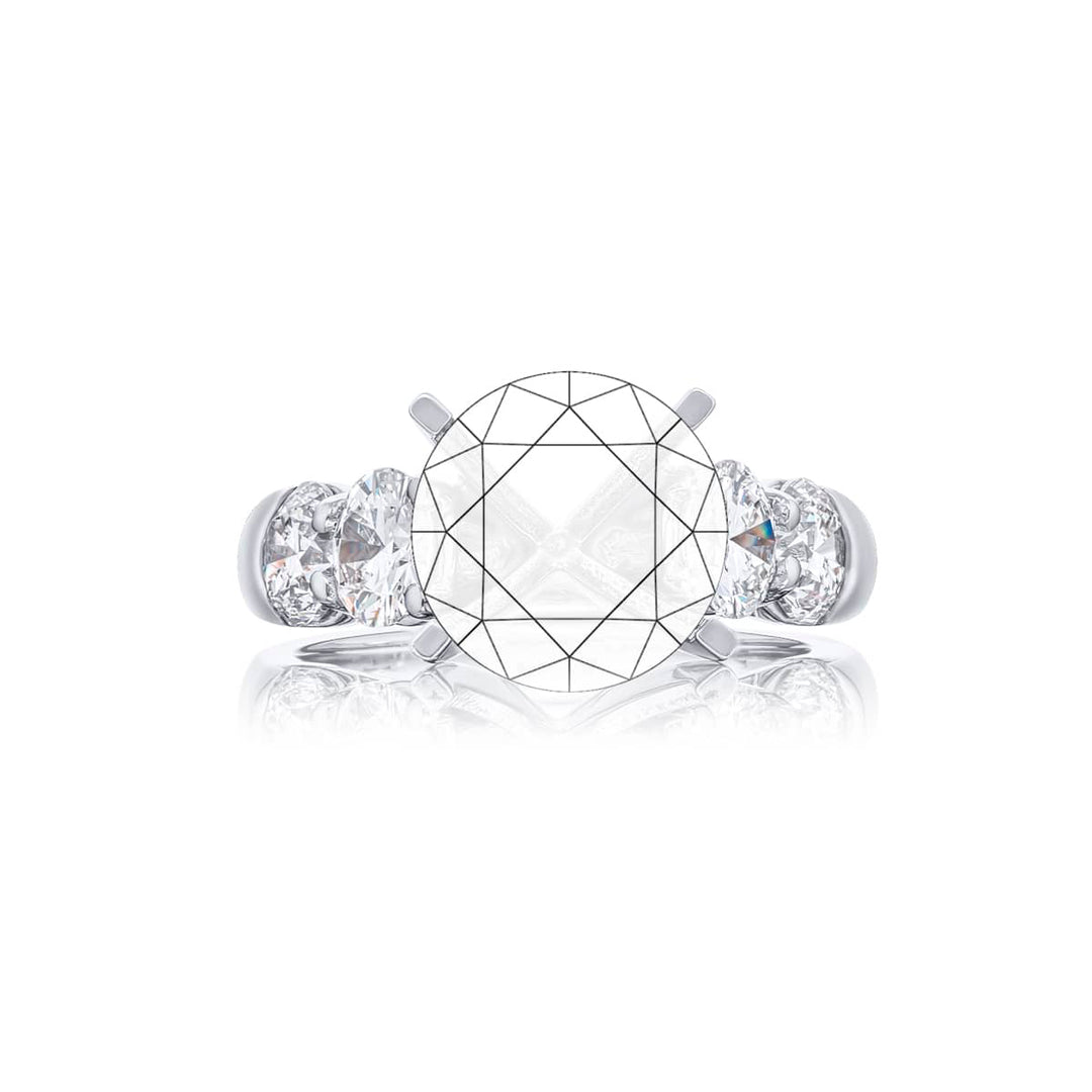 Dazzling Brilliance: Our beautiful Diamond Semi-mount. These four stunning round diamonds in shared prong setting are handcrafted in pure platinum.