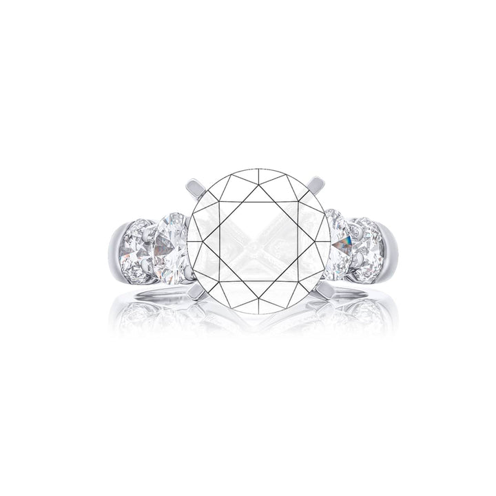 Dazzling Brilliance: Our beautiful Diamond Semi-mount. These four stunning round diamonds in shared prong setting are handcrafted in pure platinum.