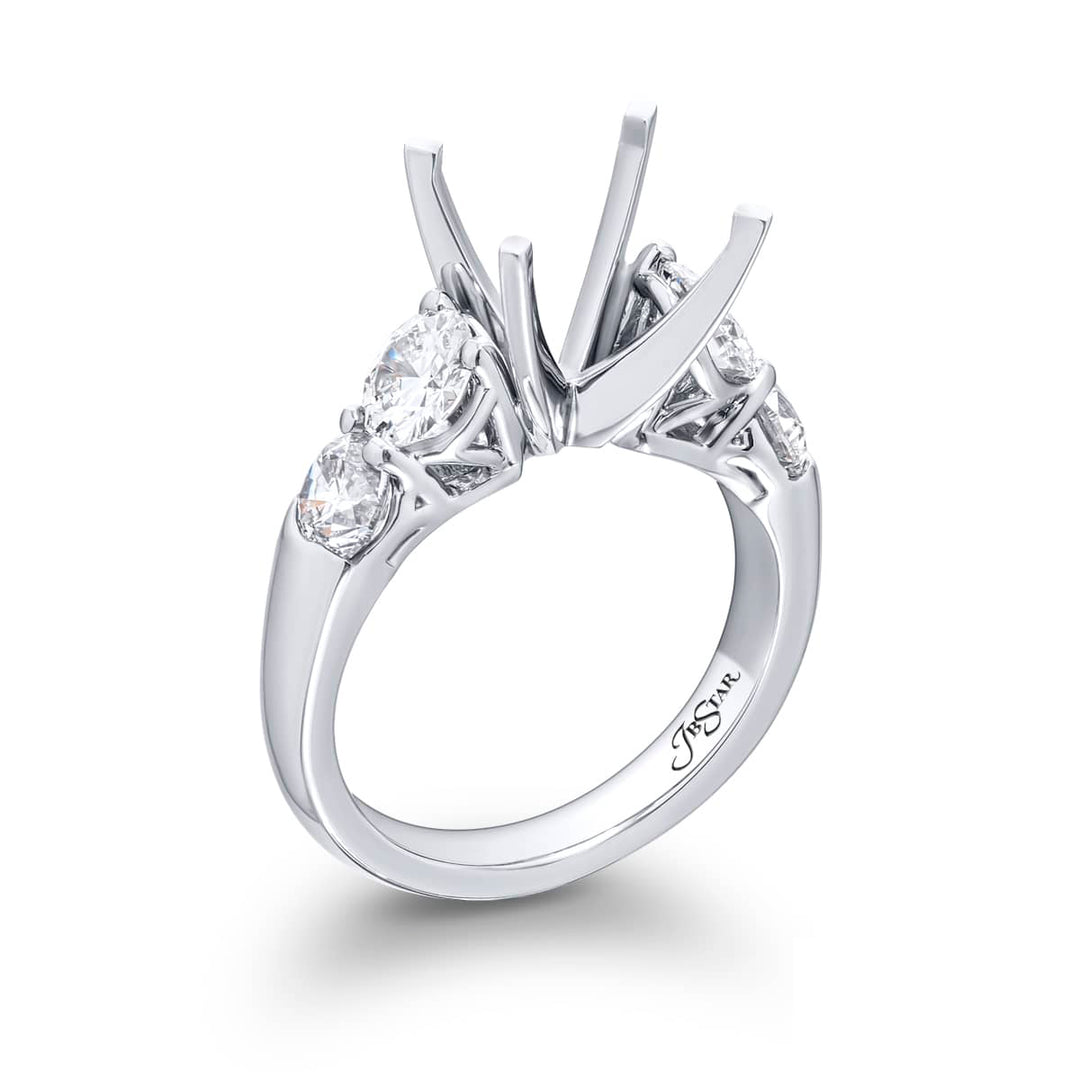 Dazzling Brilliance: Our beautiful Diamond Semi-mount. These four stunning round diamonds in shared prong setting are handcrafted in pure platinum.