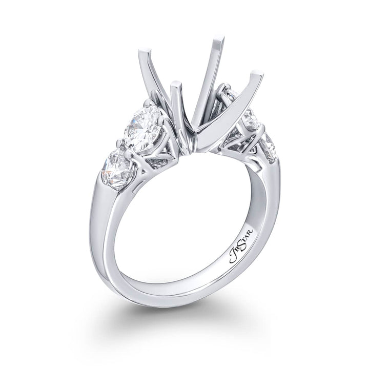 Dazzling Brilliance: Our beautiful Diamond Semi-mount. These four stunning round diamonds in shared prong setting are handcrafted in pure platinum.