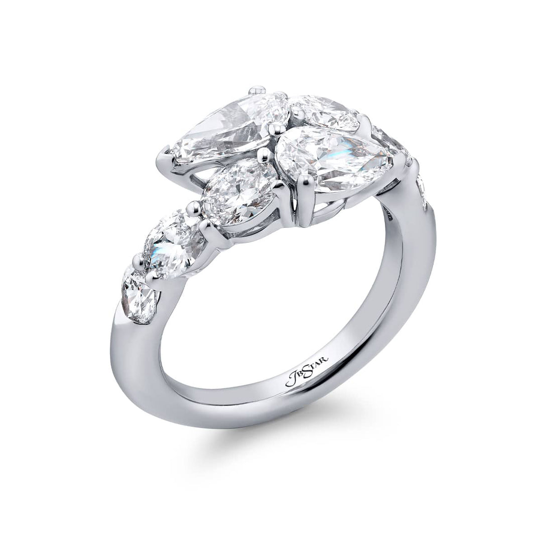 Dazzling Brilliance: GIA-Certified Twogether Diamond Ring  Pear-Shaped and Oval Diamonds in Pure Platinum