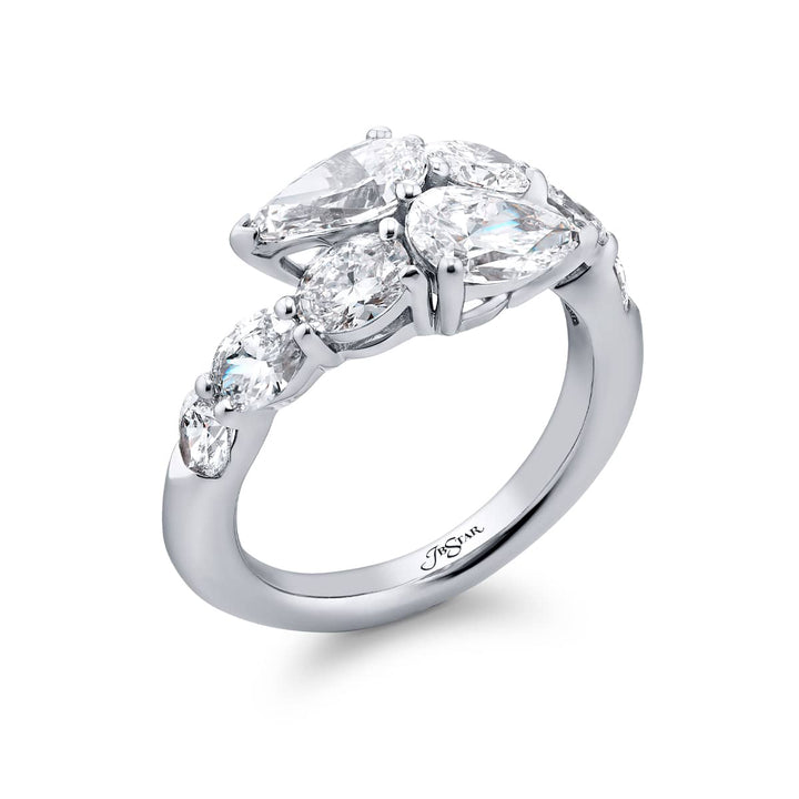 Dazzling Brilliance: GIA-Certified Twogether Diamond Ring  Pear-Shaped and Oval Diamonds in Pure Platinum