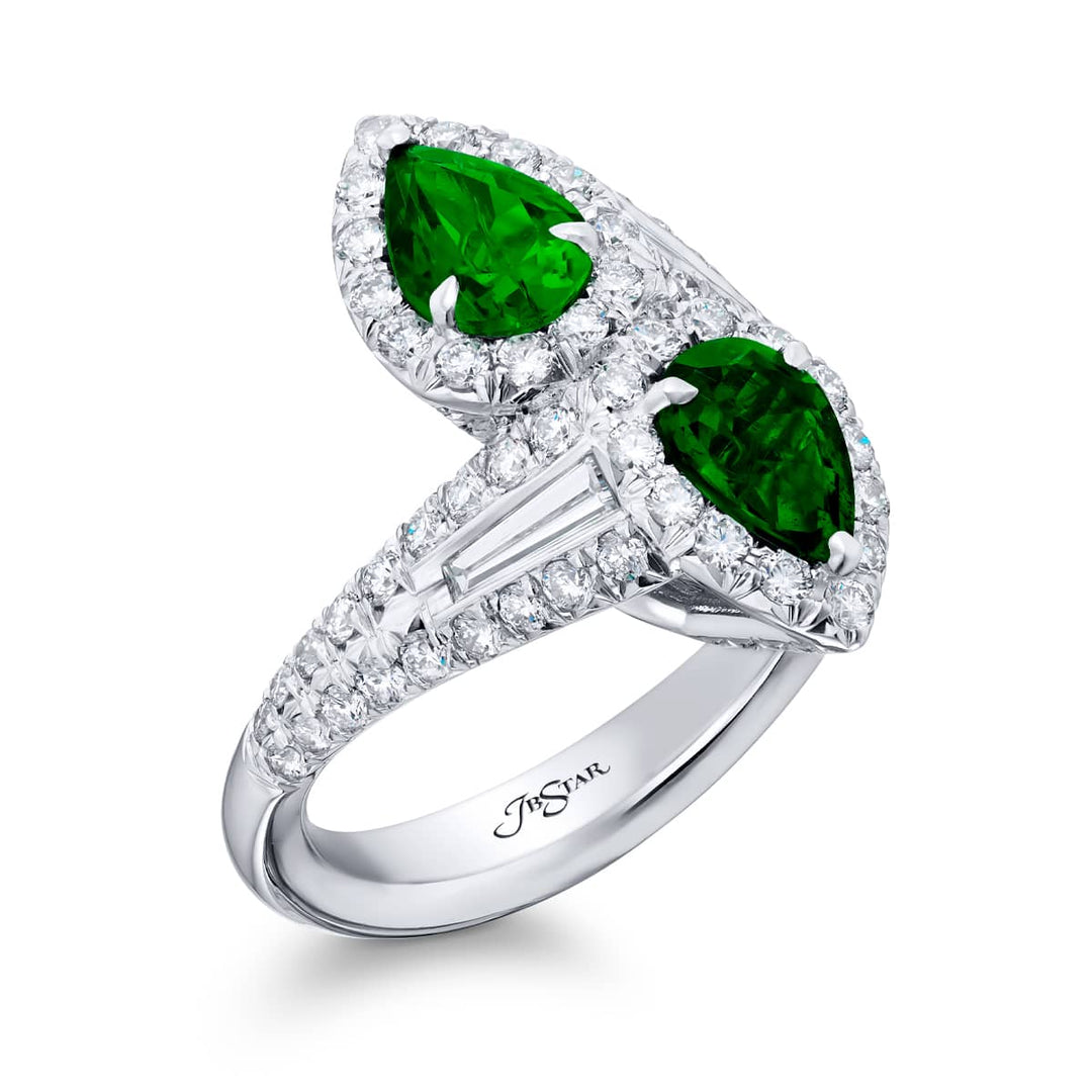 Platinum Pear-Shaped Emerald Twogether Ring