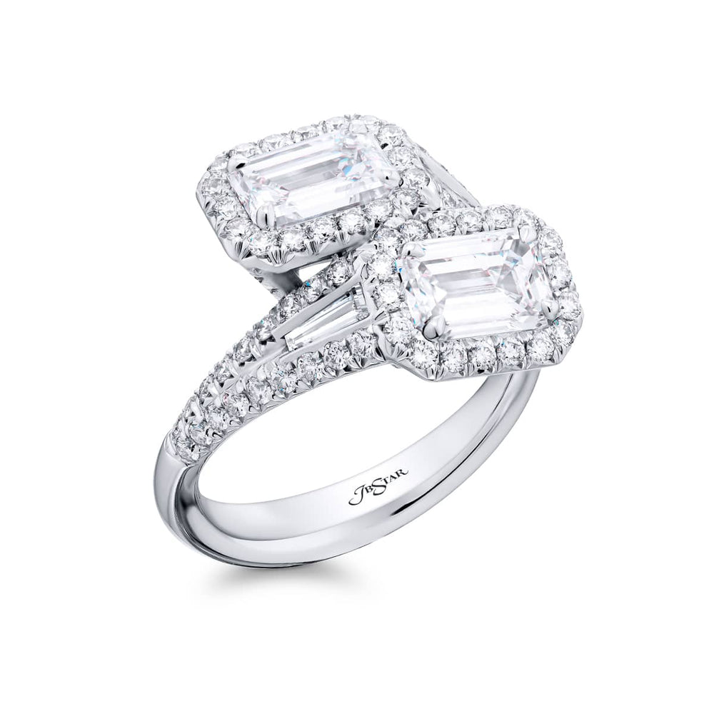 Platinum Emerald-Cut Diamond Certified Twogether Ring