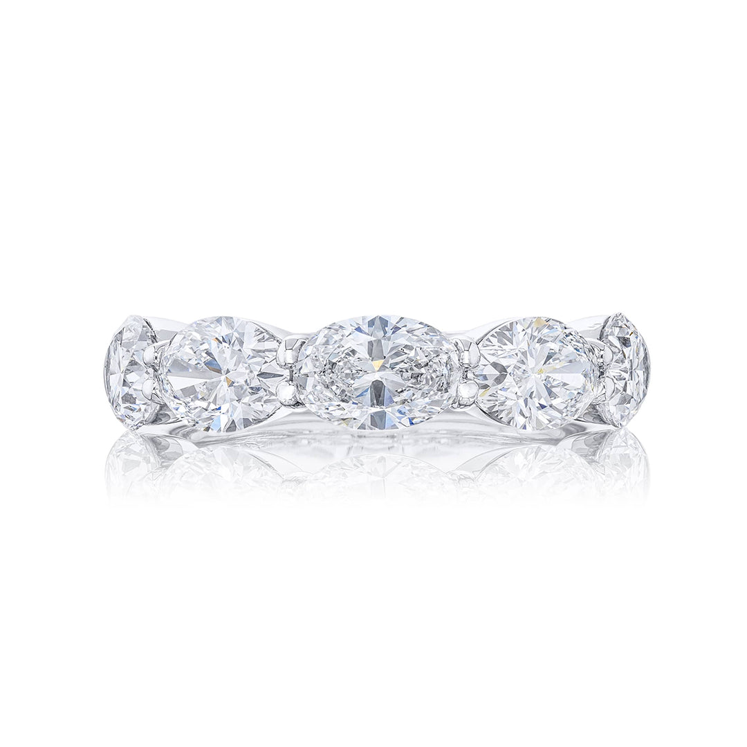 Iconic Single-Row Diamond Band | Oval-Cut Diamonds in East-to-West Platinum Design