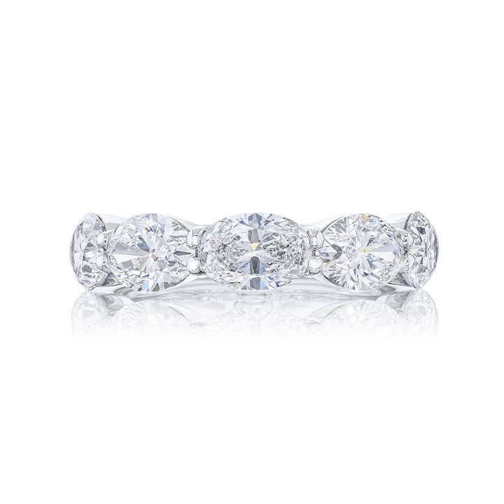 Iconic Single-Row Diamond Band | Oval-Cut Diamonds in East-to-West Platinum Design