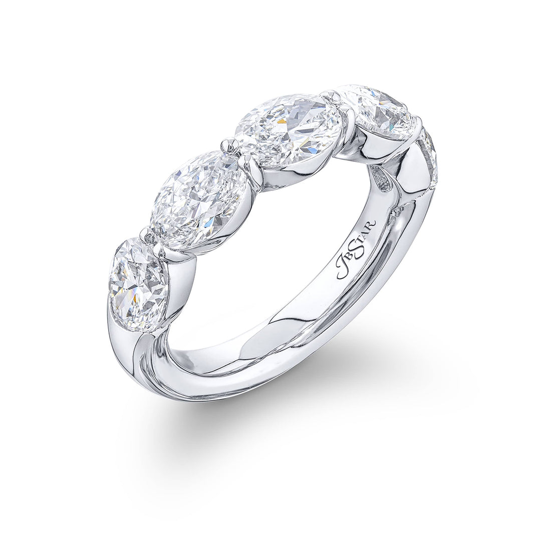 Platinum Oval Diamond Single-Row East-West Band
