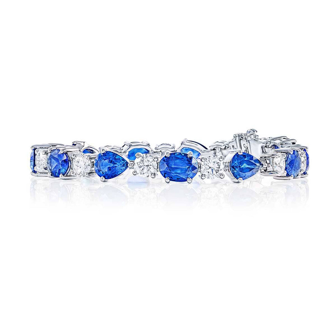 Platinum Oval Sapphire and Diamond Bracelet