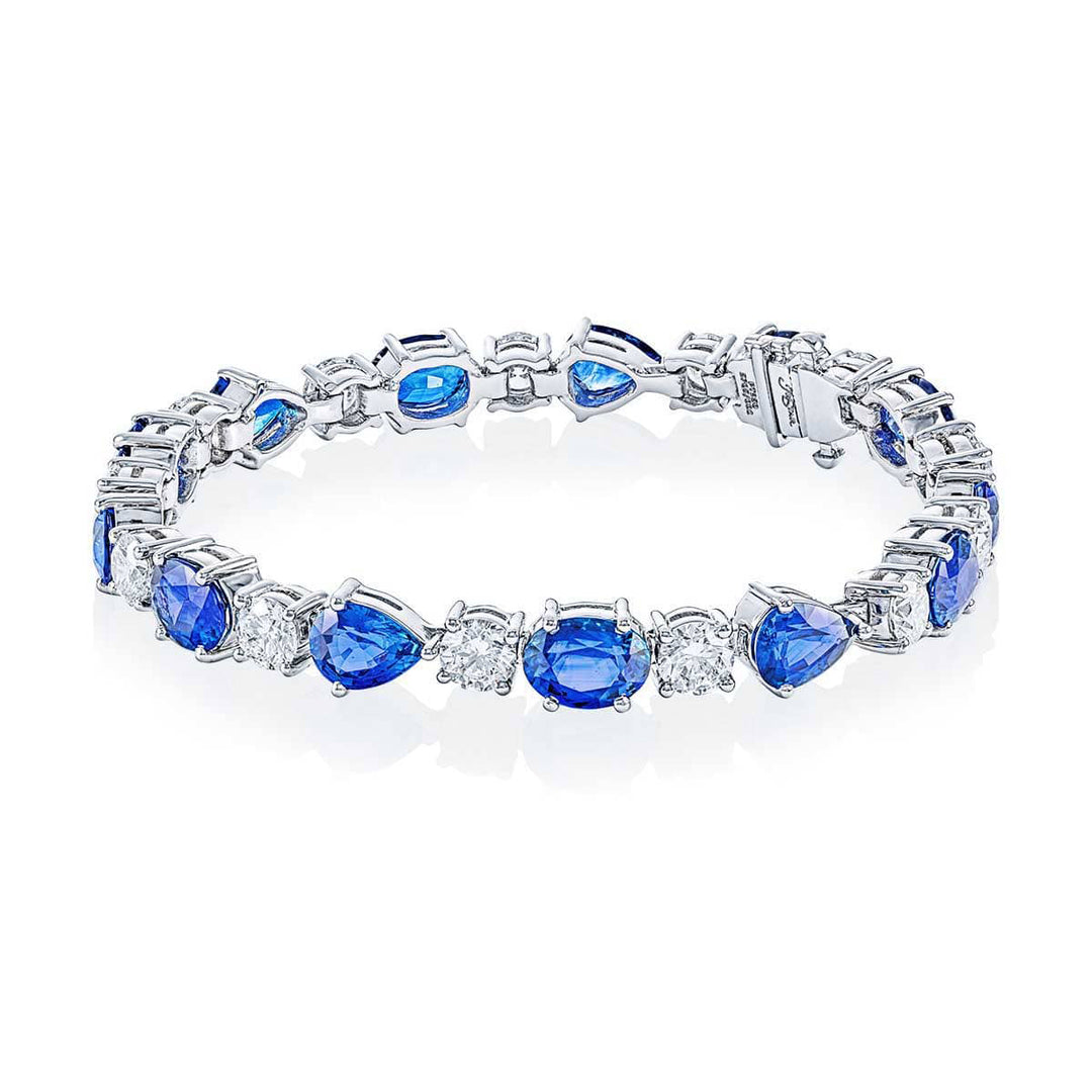 Platinum Oval Sapphire and Diamond Bracelet