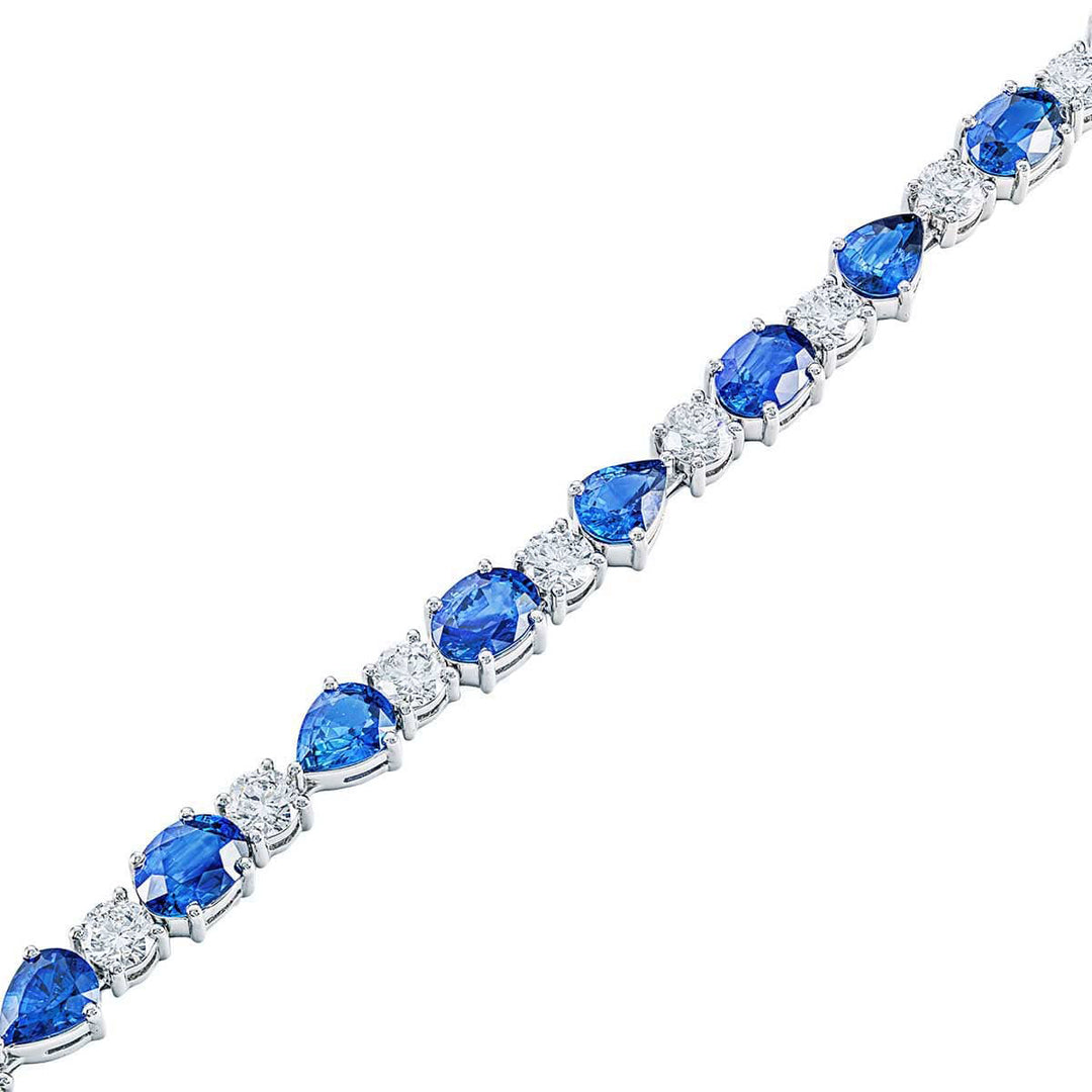 Platinum Oval Sapphire and Diamond Bracelet