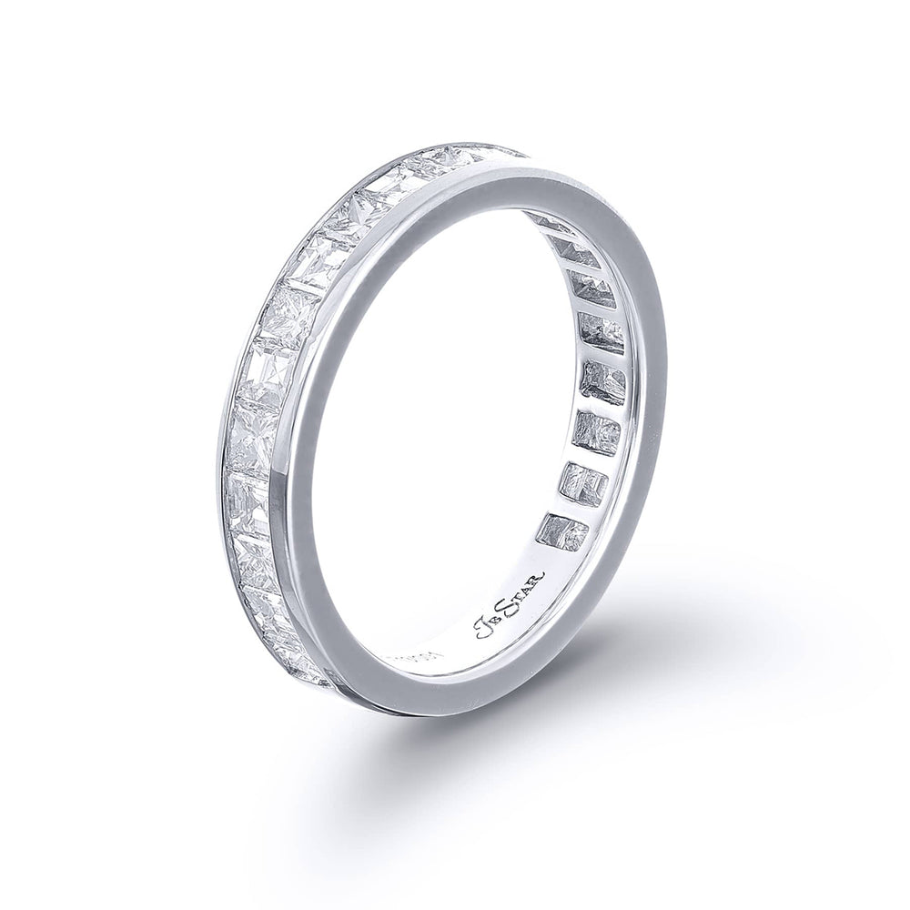 Platinum Princess-Cut Diamond Single-Row Channel Set Band