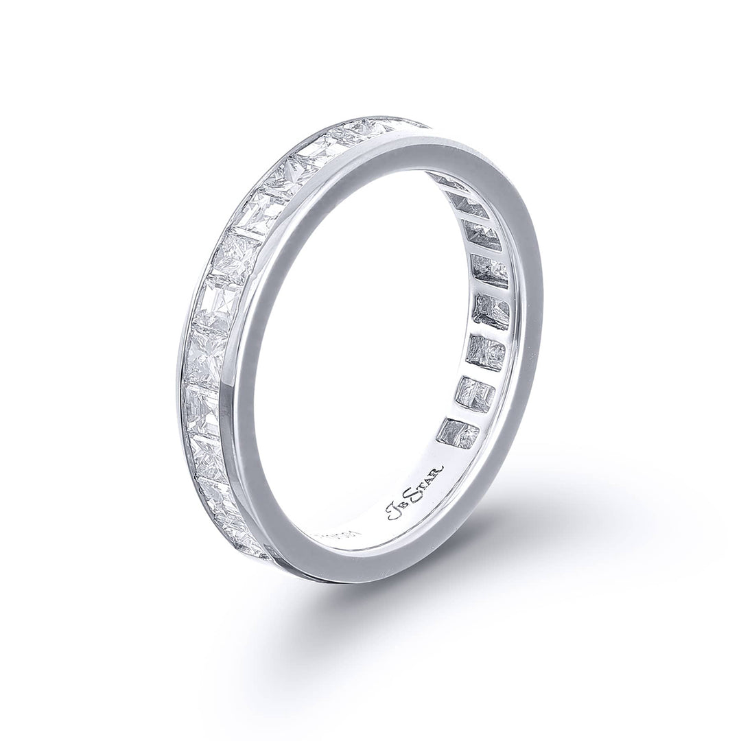 Platinum Princess-Cut Diamond Single-Row Channel Set Band