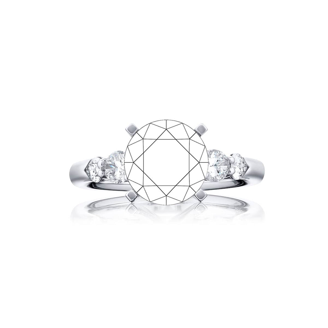 Dazzling Brilliance: Our beautiful Diamond Semi-mount. These two stunning oval diamonds accompanied by two pear-shaped diamonds handcrafted in pure platinum.