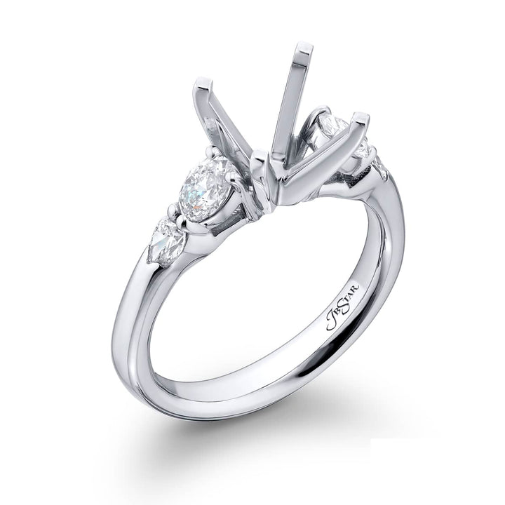 Dazzling Brilliance: Our beautiful Diamond Semi-mount. These two stunning oval diamonds accompanied by two pear-shaped diamonds handcrafted in pure platinum.