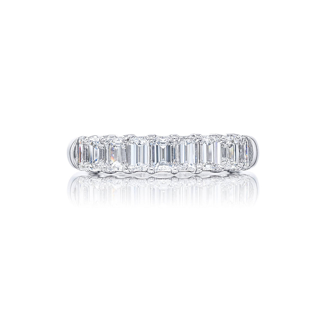 Platinum Emerald-Cut Diamond Single-Row Band