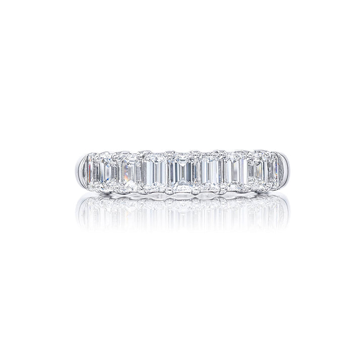 Platinum Emerald-Cut Diamond Single-Row Band