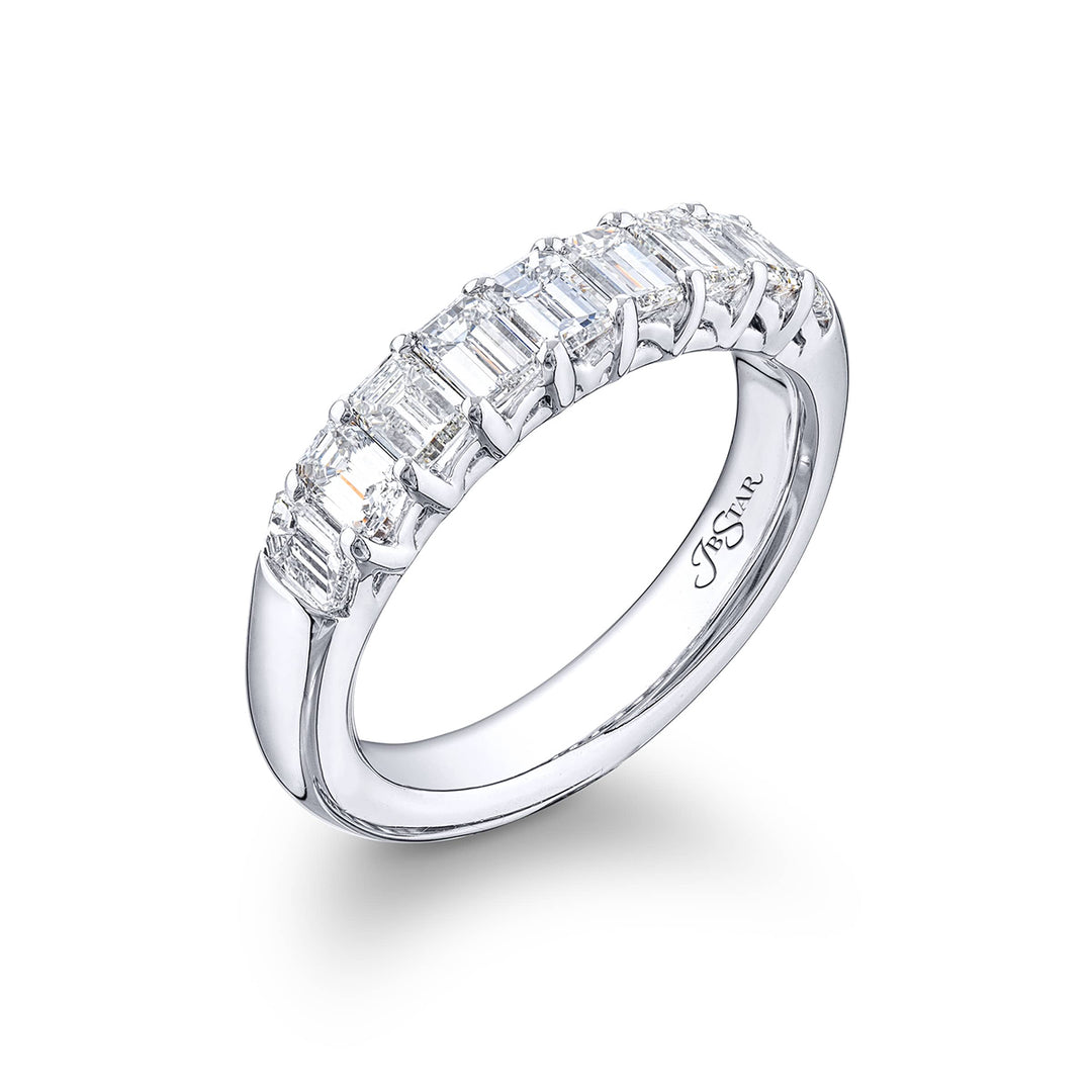 Platinum Emerald-Cut Diamond Single-Row Band