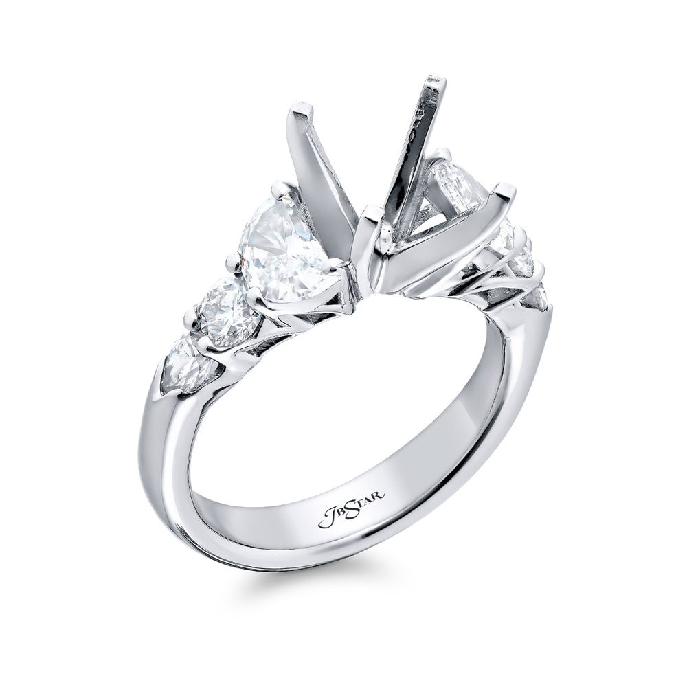 Dazzling Brilliance: Our timeless 1.21 ctw. Diamond Semi-mount. These stunning half-moon diamonds blended with round and shield diamonds are handcrafted in pure platinum.