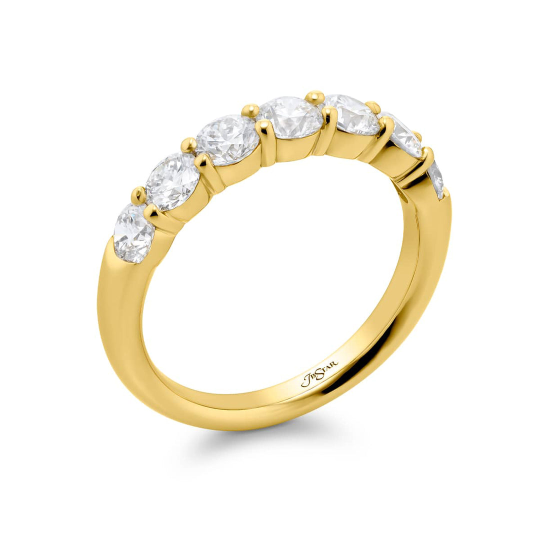 18K Yellow Gold Round Diamond Single-Row Band