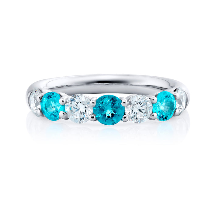 Platinum Round Paraiba and Diamond Band