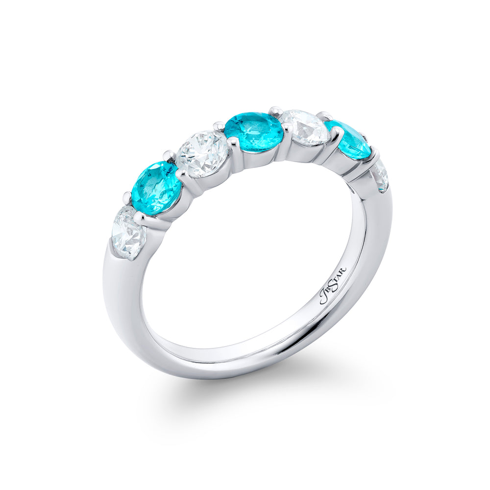 Platinum Round Paraiba and Diamond Band