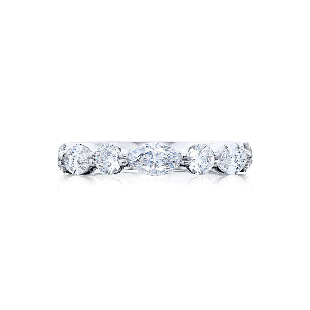 Platinum Round and Marquise Diamond East-West Band