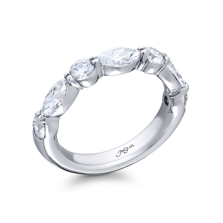 Platinum Round and Marquise Diamond East-West Band
