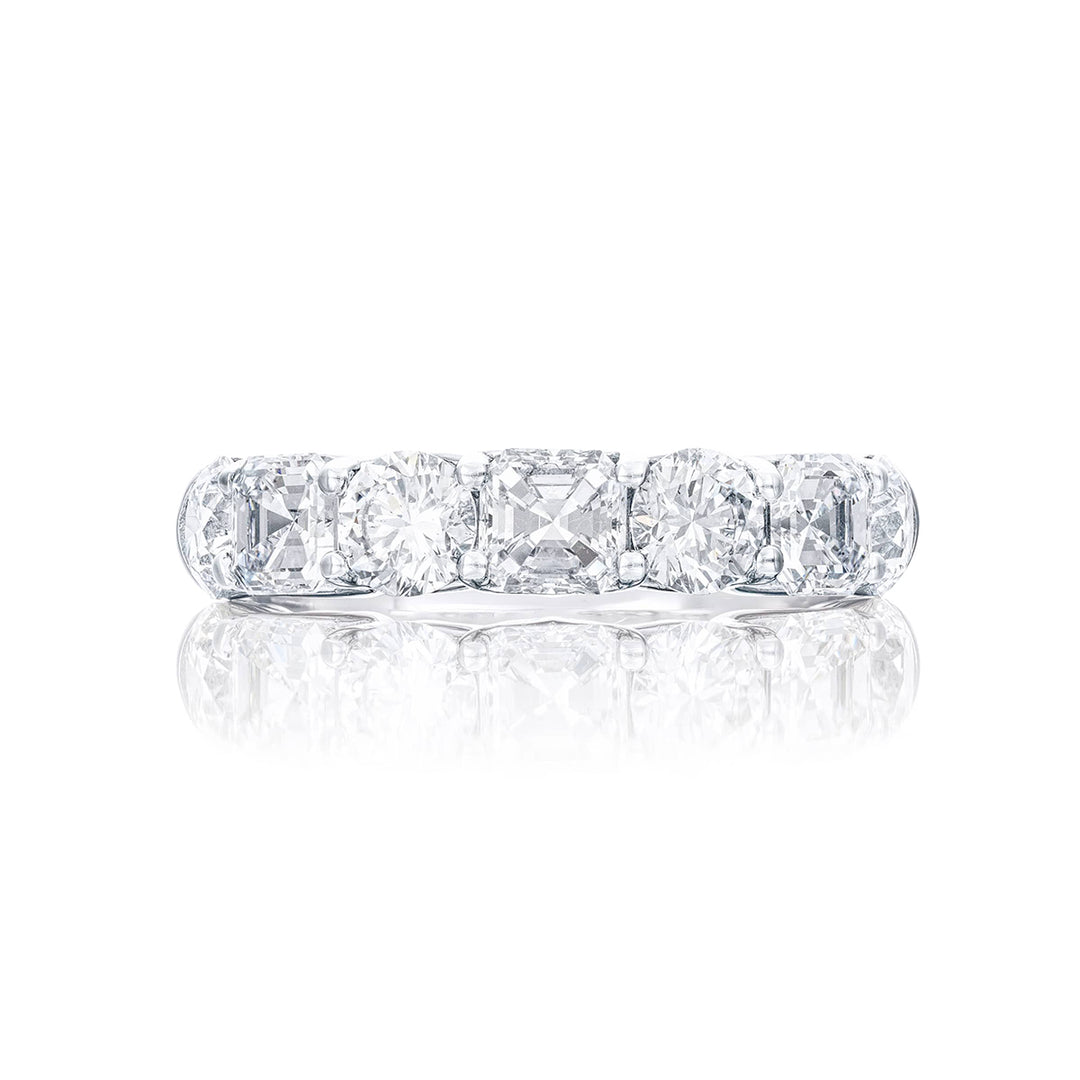 Iconic Single-Row Diamond Band | Round-Cut & Square Emerald-Cut Diamonds in Platinum