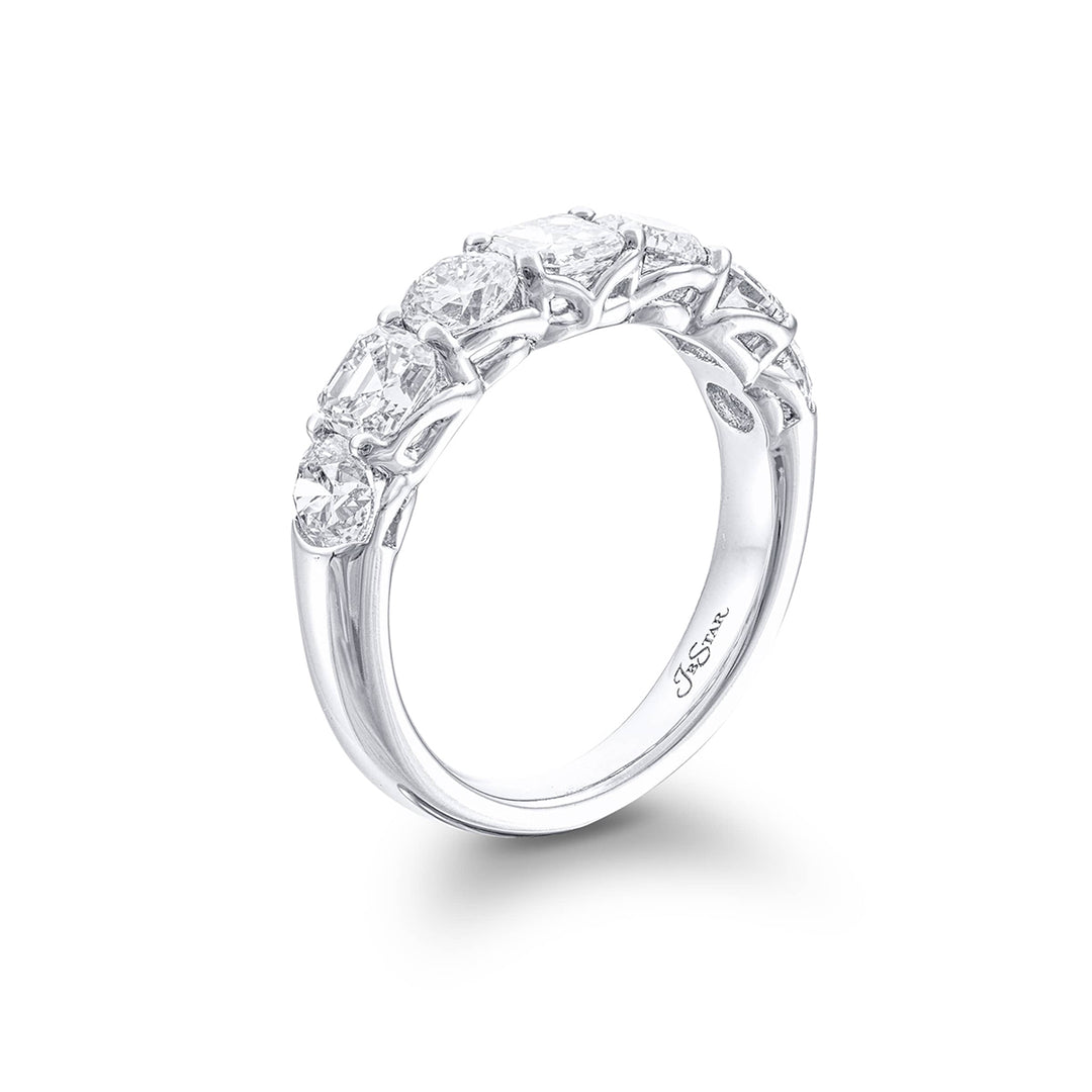 Iconic Single-Row Diamond Band | Round-Cut & Square Emerald-Cut Diamonds in Platinum