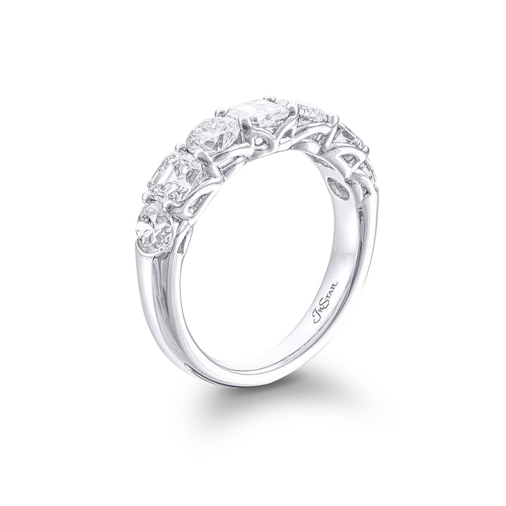 Iconic Single-Row Diamond Band | Round-Cut & Square Emerald-Cut Diamonds in Platinum