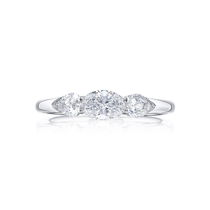 GIA-Certified Oval Diamond Ring with Pear Side Stones in Platinum