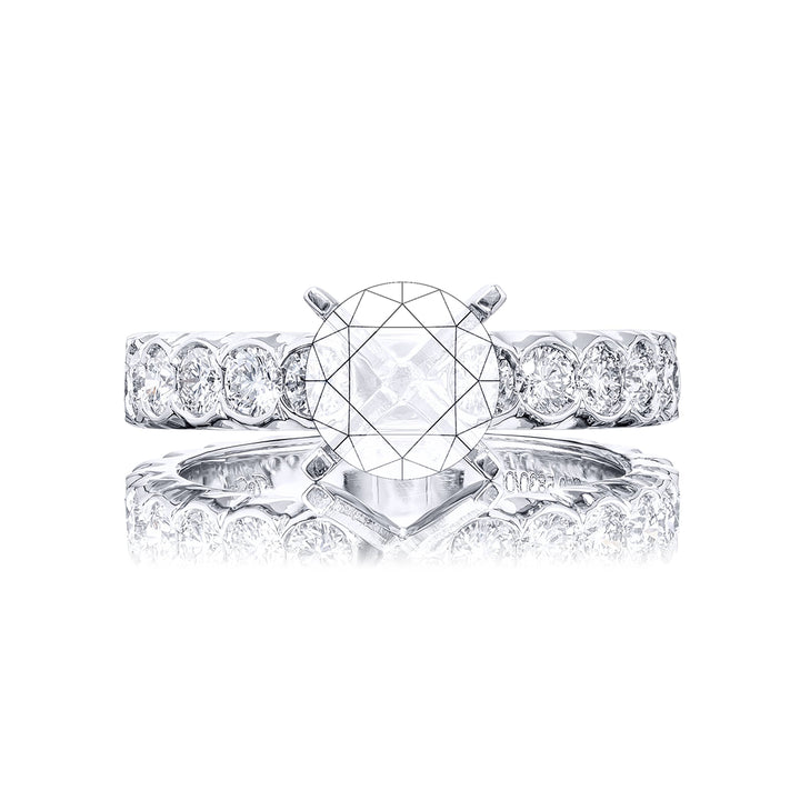 Beautiful diamond semi-mount featuring 14 perfectly matched round diamonds in a bezel set. Handcrafted in pure platinum.